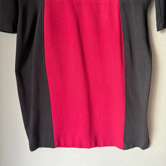 Maggy London Women Colorblock Sheath Dress Black Red 3/4 Sleeve Size 16 - Picture 3 of 7
